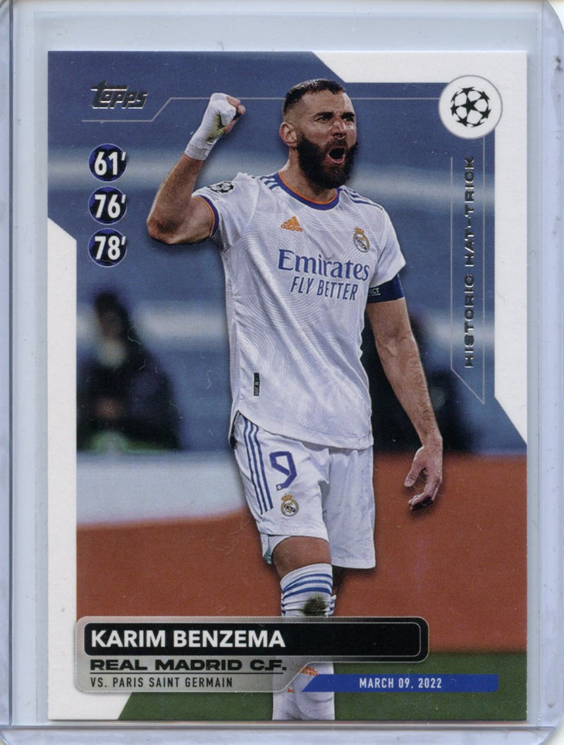 2023-24 Topps UEFA CC Karim Benzema Historic Hat Tricks