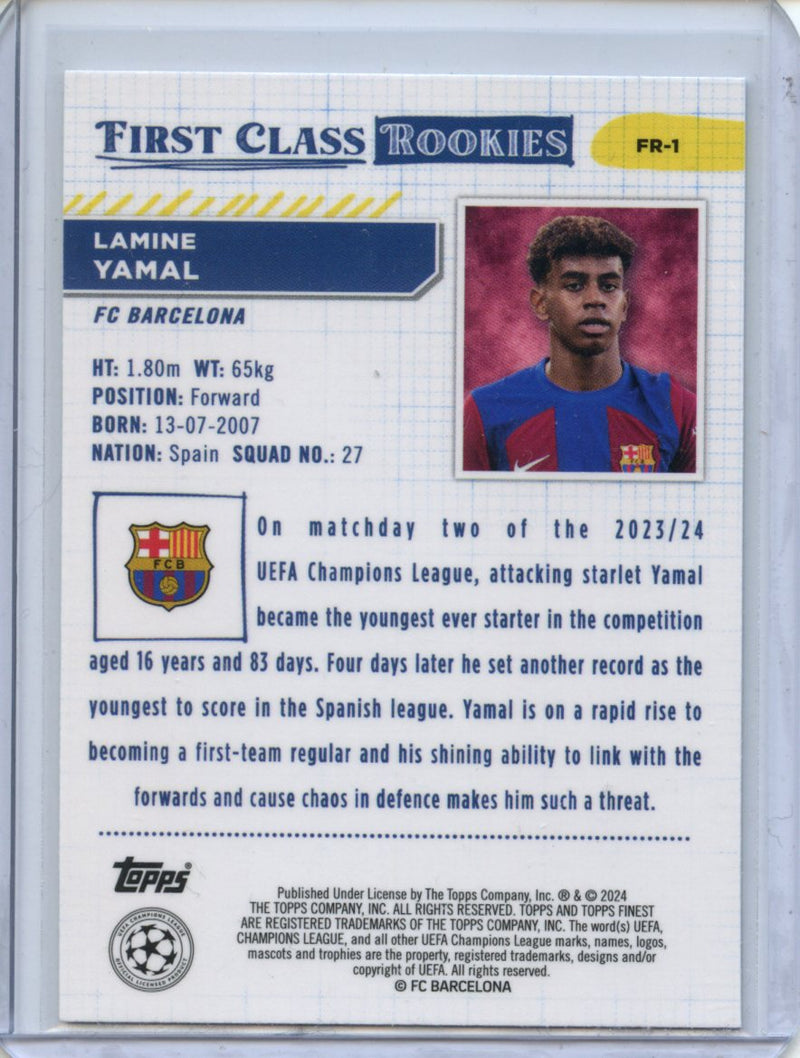 2023-24 Topps Finest UEFA Club Competitions First Class Rookies Lamine Yamal