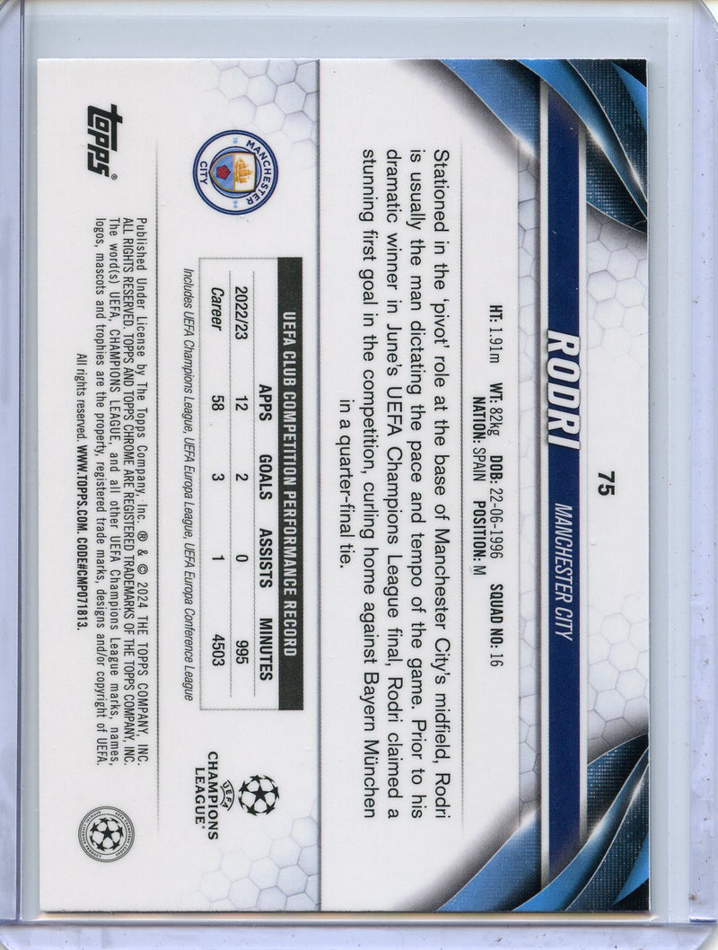 2023-24 Topps Chrome UEFA Club Competitions Rodri Pink Lava