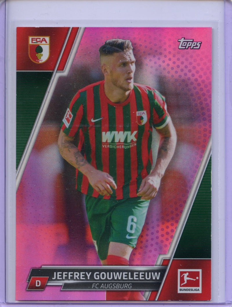 2021-22 Topps Bundesliga Soccer Jeffrey Gouweleeuw Fuchsia Foil 84/125
