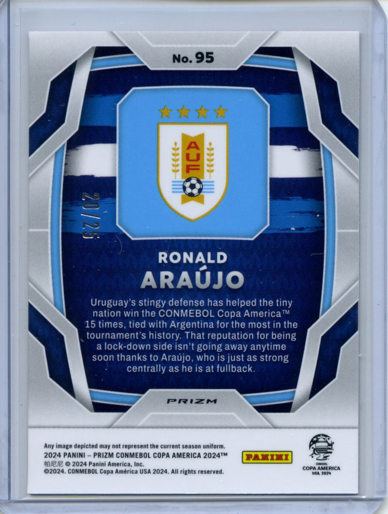 2024 Panini Prizm Copa America Ronald Araujo Orange Prizm 20/25