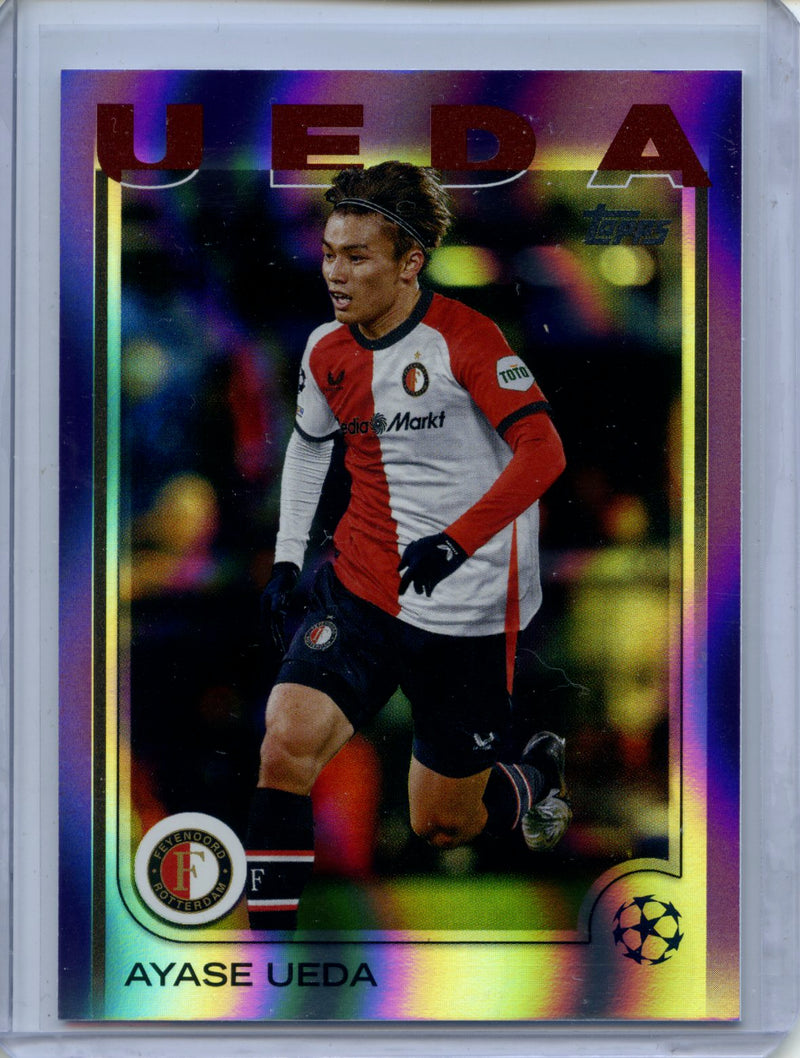 2024-25 Topps UEFA Club Competitions Ayase Ueda Purple Flowfractor