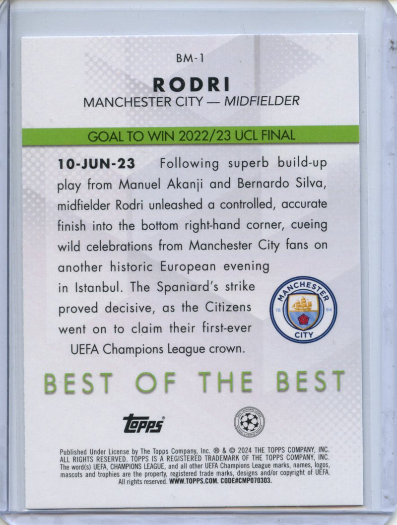 2023-24 Topps UEFA CC Rodri Best Of The Best