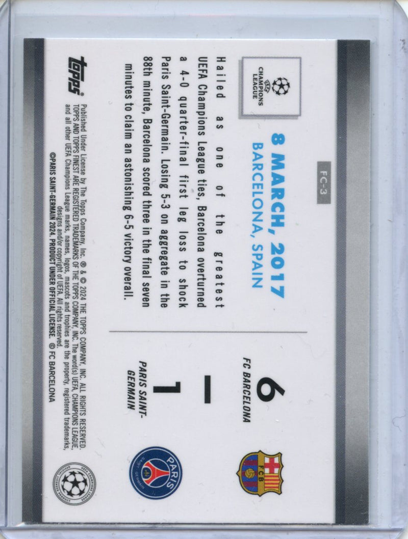 2023-24 Topps Finest UEFA Club Competitions Finest Comeback FC Barcelona vs PSG