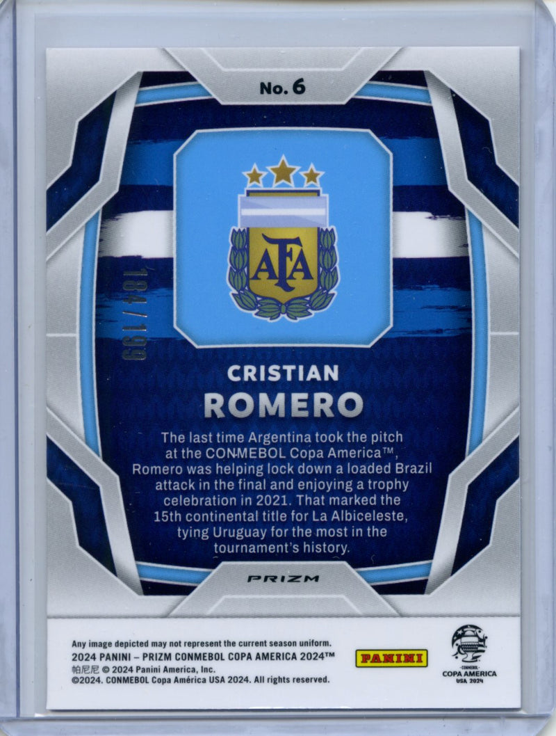 2024 Panini Prizm Copa America Cristian Romero Red Prizm 184/199