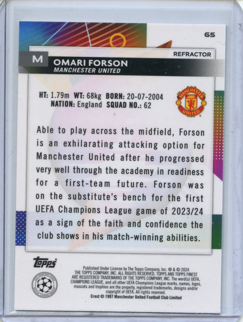 2023-24 Topps Finest UEFA Club Competitions Omari Forson Refractor