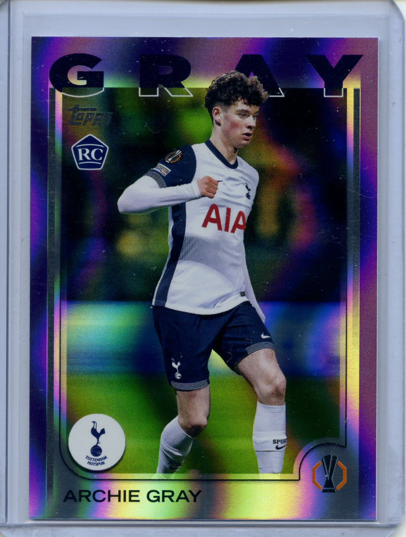 2024-25 Topps UEFA Club Competitions Archie Gray Purple Flowfractor