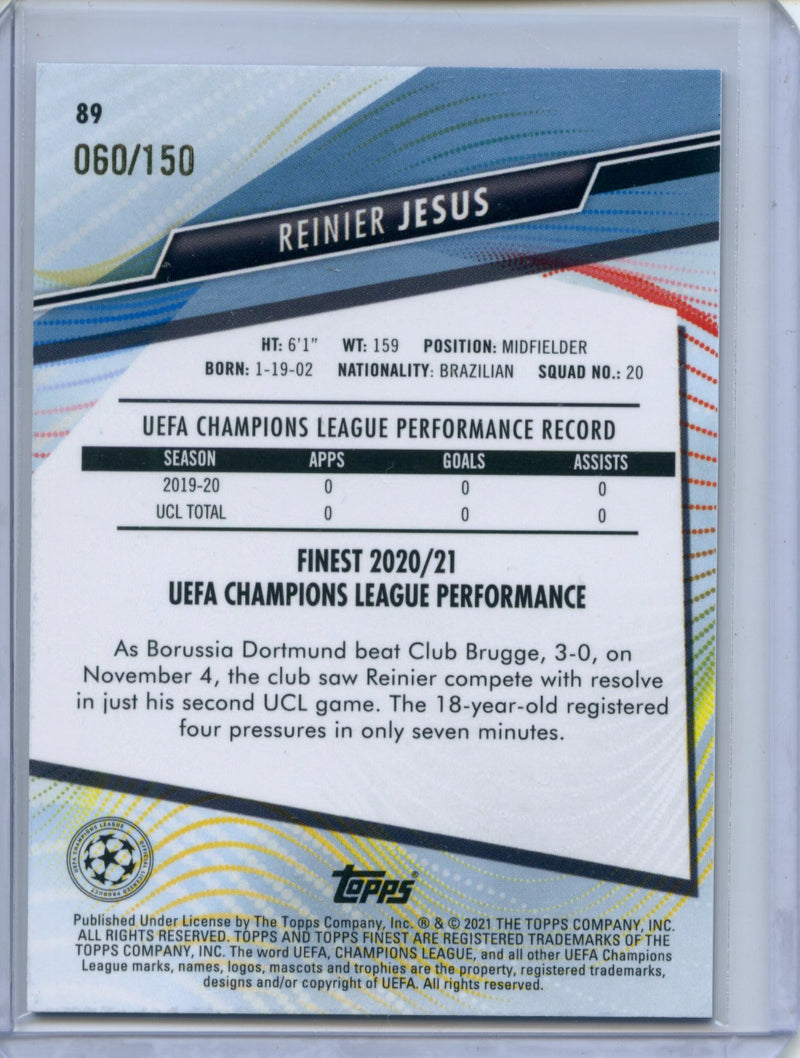 2020-21 Topps Finest UEFA Reinier Jesus Blue 60/150