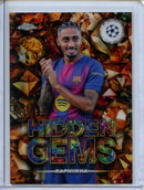 2025-26 Topps Chrome UEFA Club Comps Raphinha Hidden Gems Citrine Orange SSP 4/10