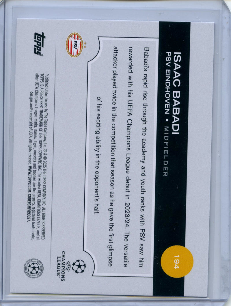2024-25 Topps UEFA Club Competitions Isaac Babadi Purple Flowfractor