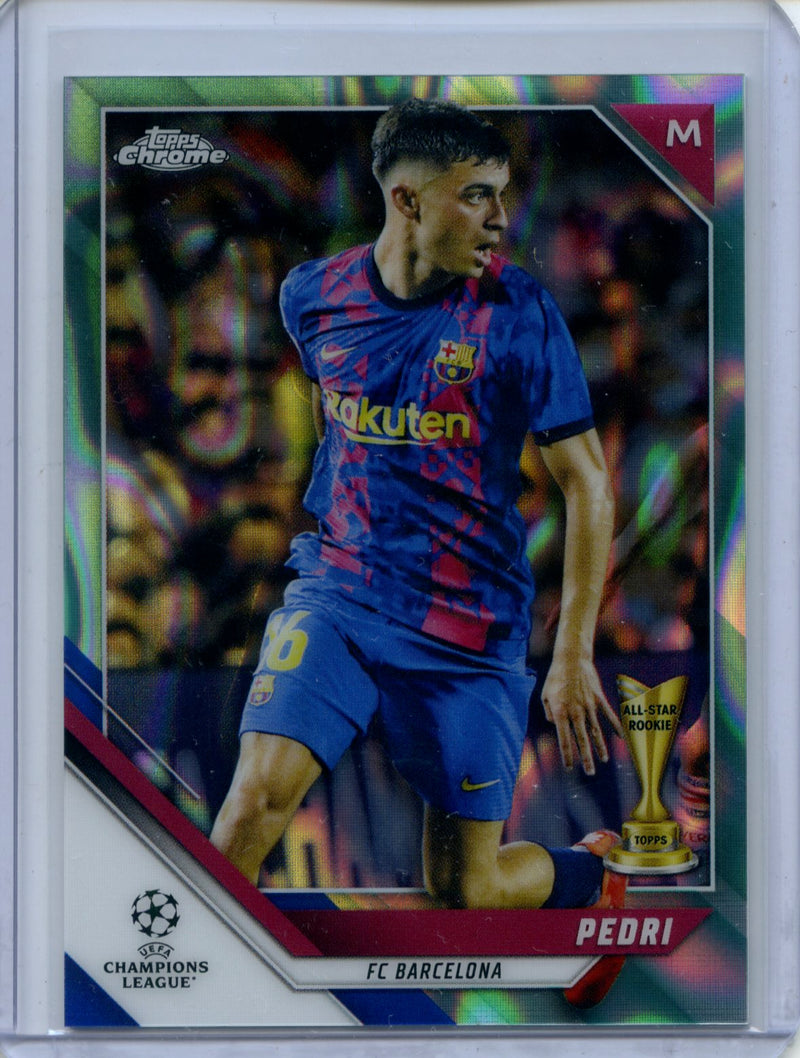 2021-22 Topps Chrome UEFA CL Pedri Aqua Lava