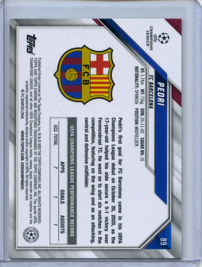 2021-22 Topps Chrome UEFA CL Pedri Aqua Lava