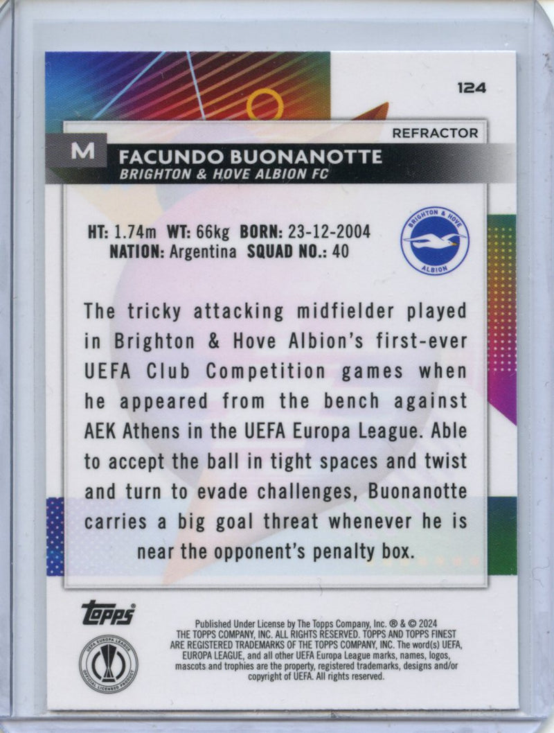2023-24 Topps Finest UEFA Club Competitions Facundo Buonanotte Refractor