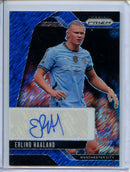2024-25 Panini Prizm Premier League Erling Haaland Blue Shimmer Signatures