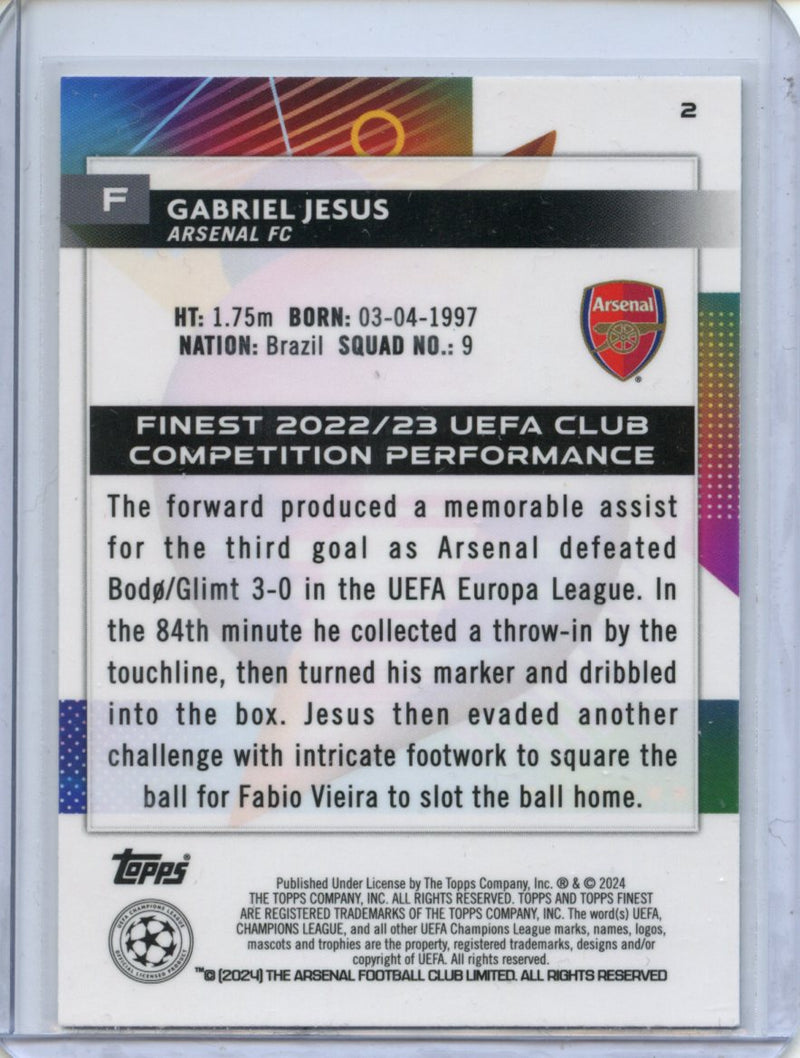 2023-24 Topps Finest UEFA Club Competitions Gabriel Jesus