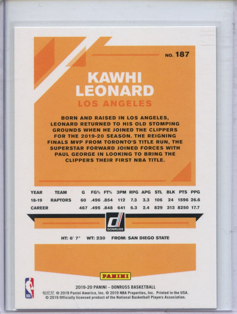 2019-20 Panini Donruss Kawhi Leonard Green Flood