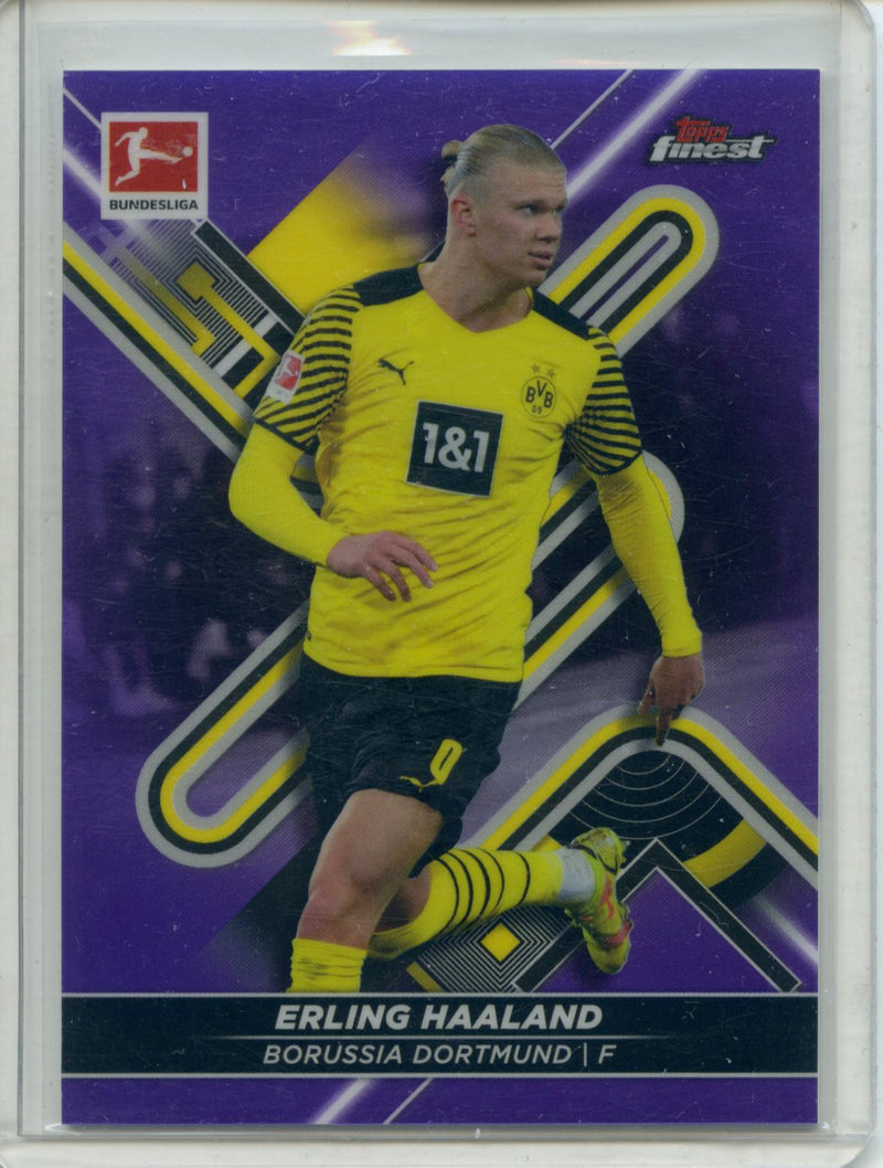 2021-22 Topps Finest Bundesliga Erling Haaland Purple Refractor 91/250