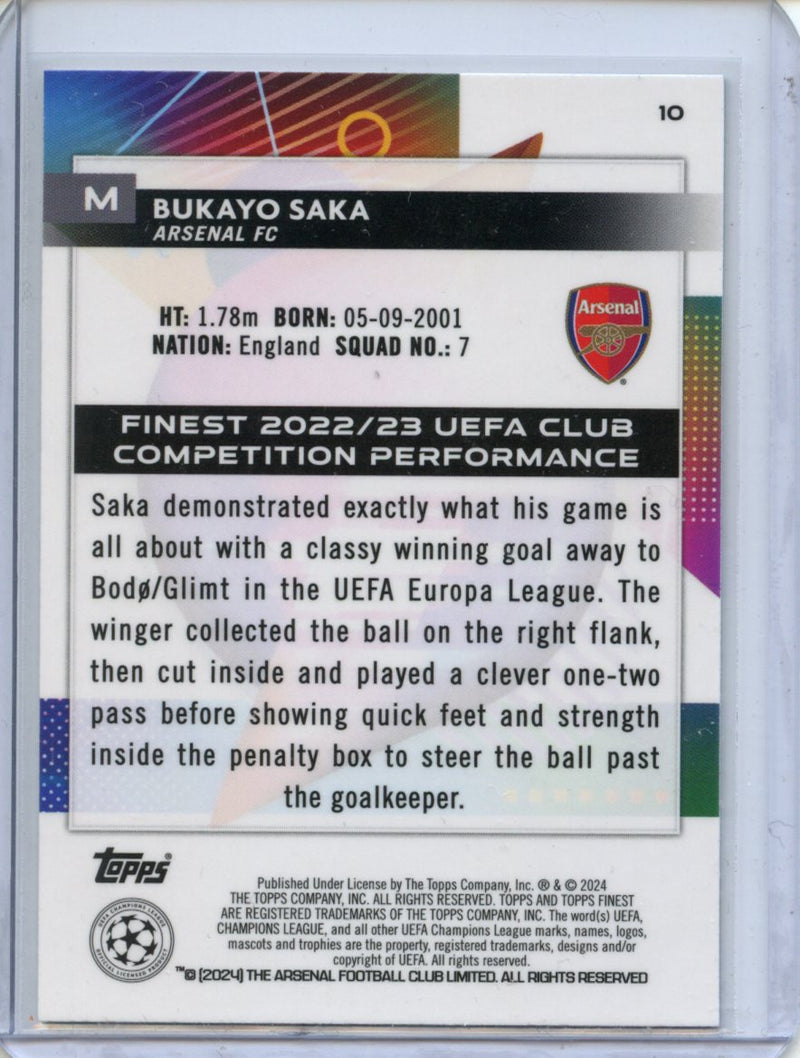 2023-24 Topps Finest UEFA Club Competitions Bukayo Saka