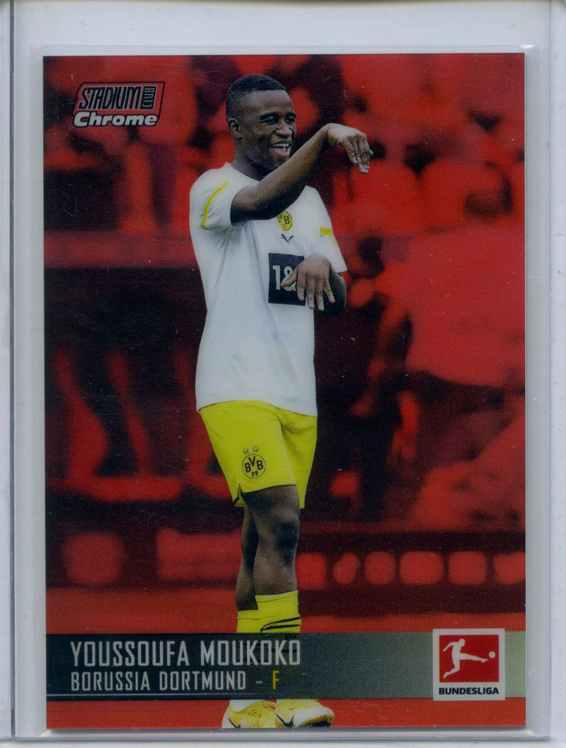 2021-22 Topps Bundesliga Stadium Club Chrome Youssoufa Moukoko Red Refractor 4/5