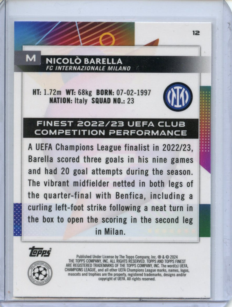 2023-24 Topps Finest UEFA Club Competitions Nicolo Barella