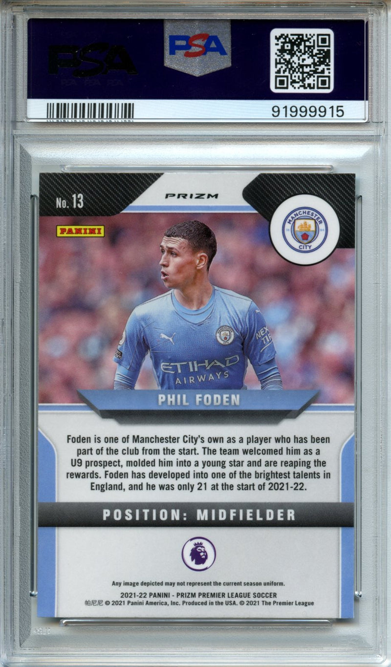 2021-22 Prizm Premier League Phil Foden Blue/Yellow/Green Choice