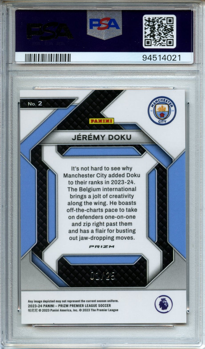 2023-24 Prizm Premier League Jeremy Doku Emergent Orange 1/25