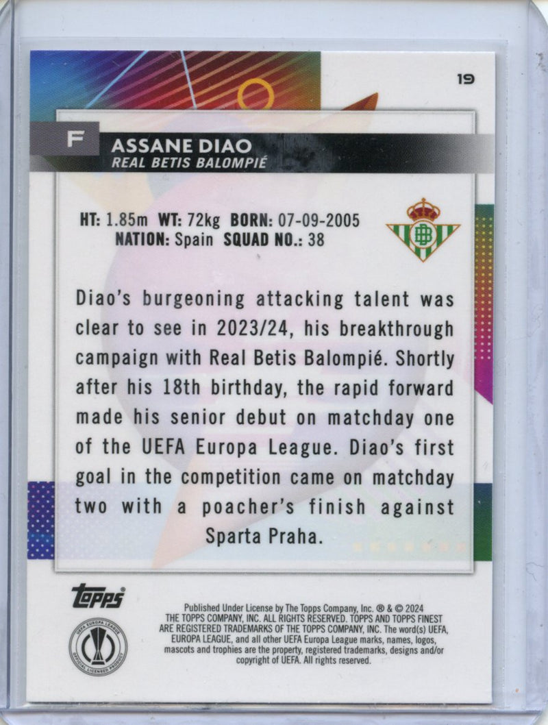 2023-24 Topps Finest UEFA Club Competitions Assane Diao