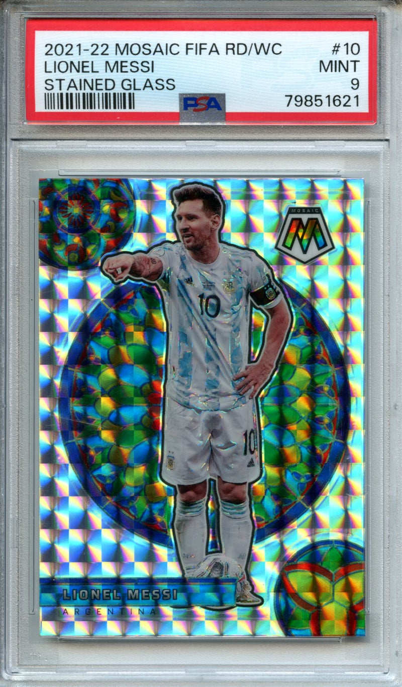 2021-22 Mosaic FIFA Road to World Cup Lionel Messi Stained Glass