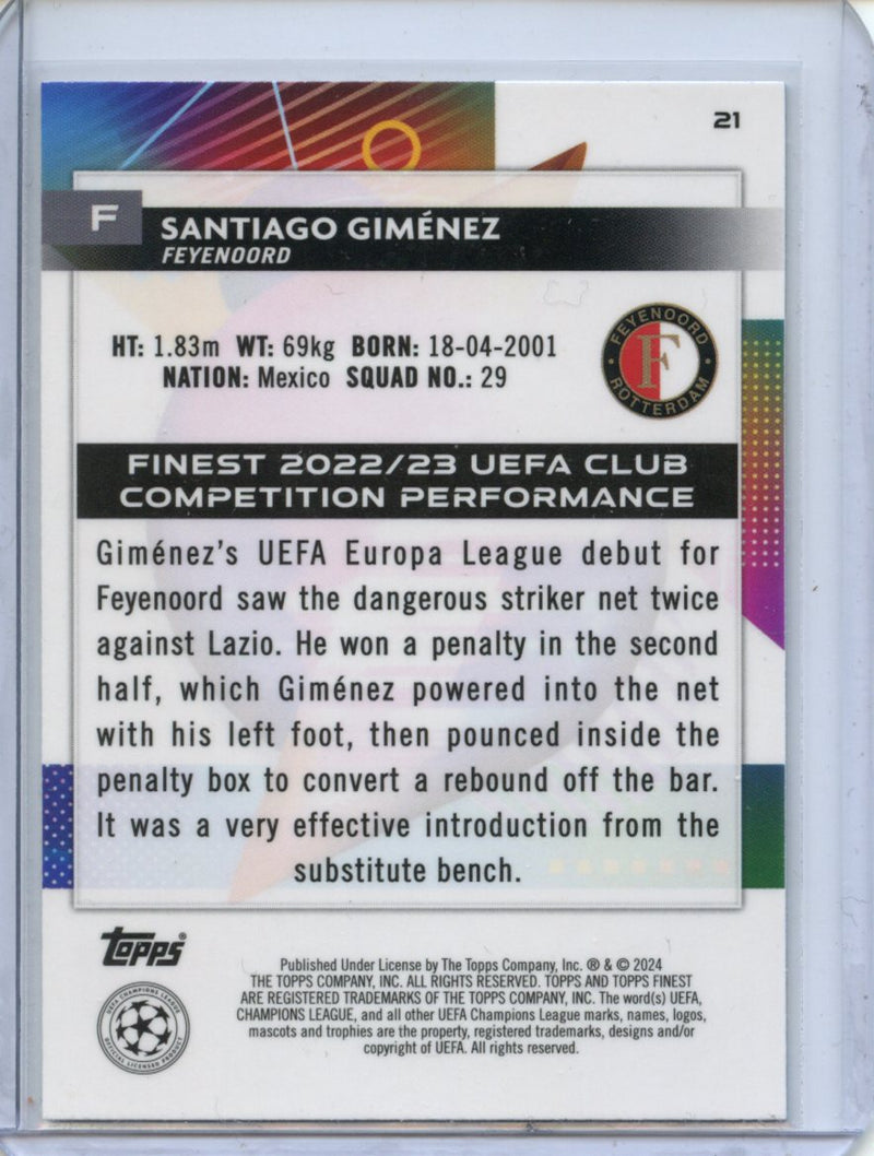 2023-24 Topps Finest UEFA Club Competitions Santiago Gimenez