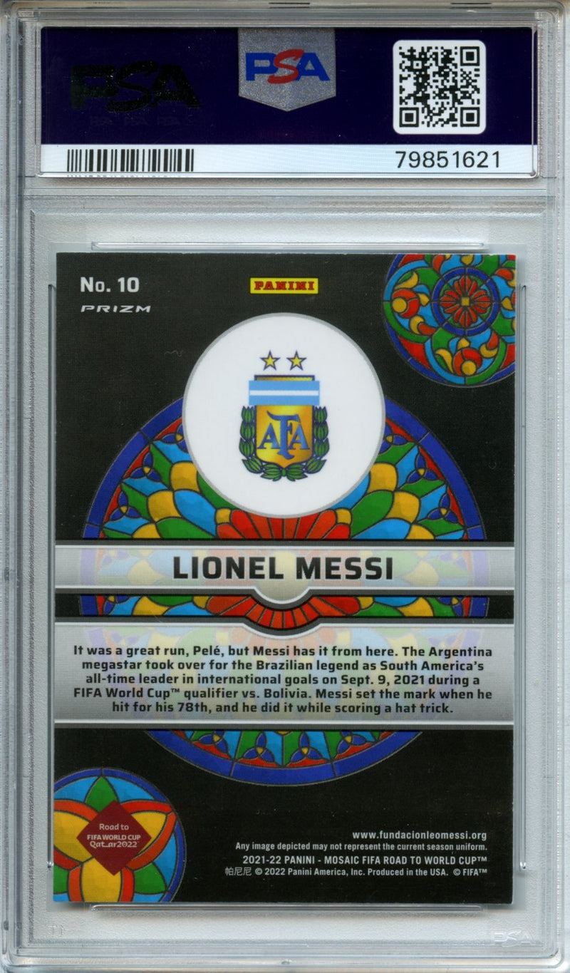 2021-22 Mosaic FIFA Road to World Cup Lionel Messi Stained Glass