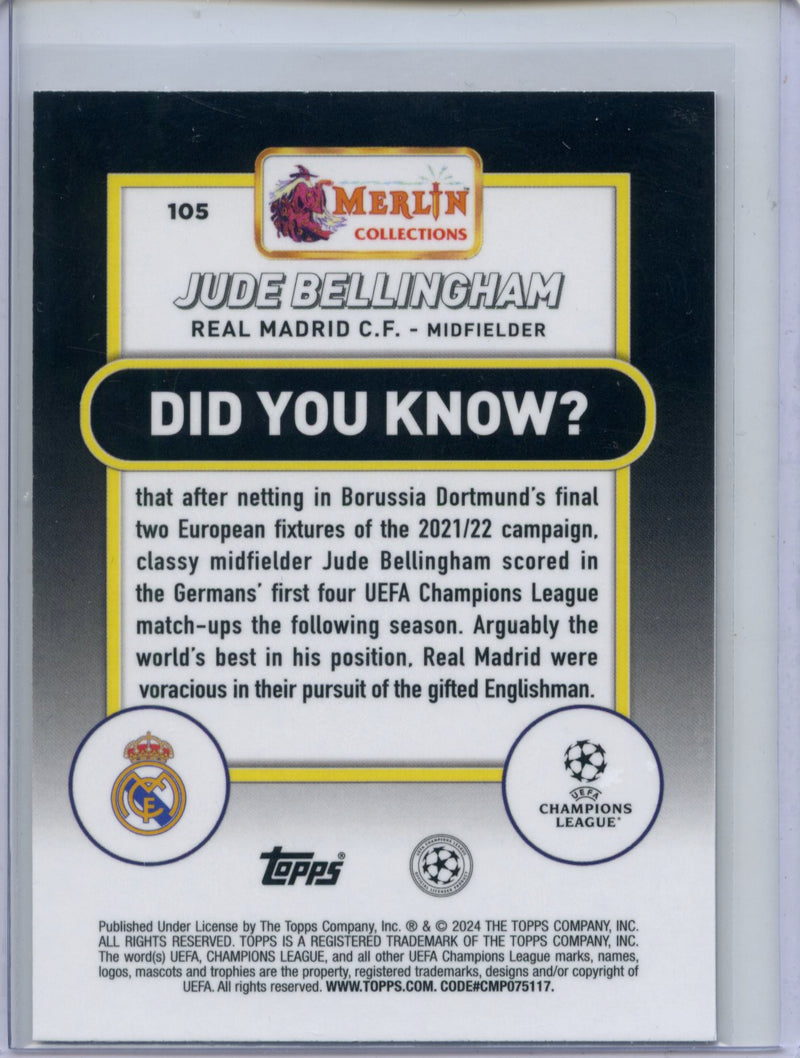 2023-24 Topps Merlin UEFA Jude Bellingham Rose Gold Shimmer 170/299