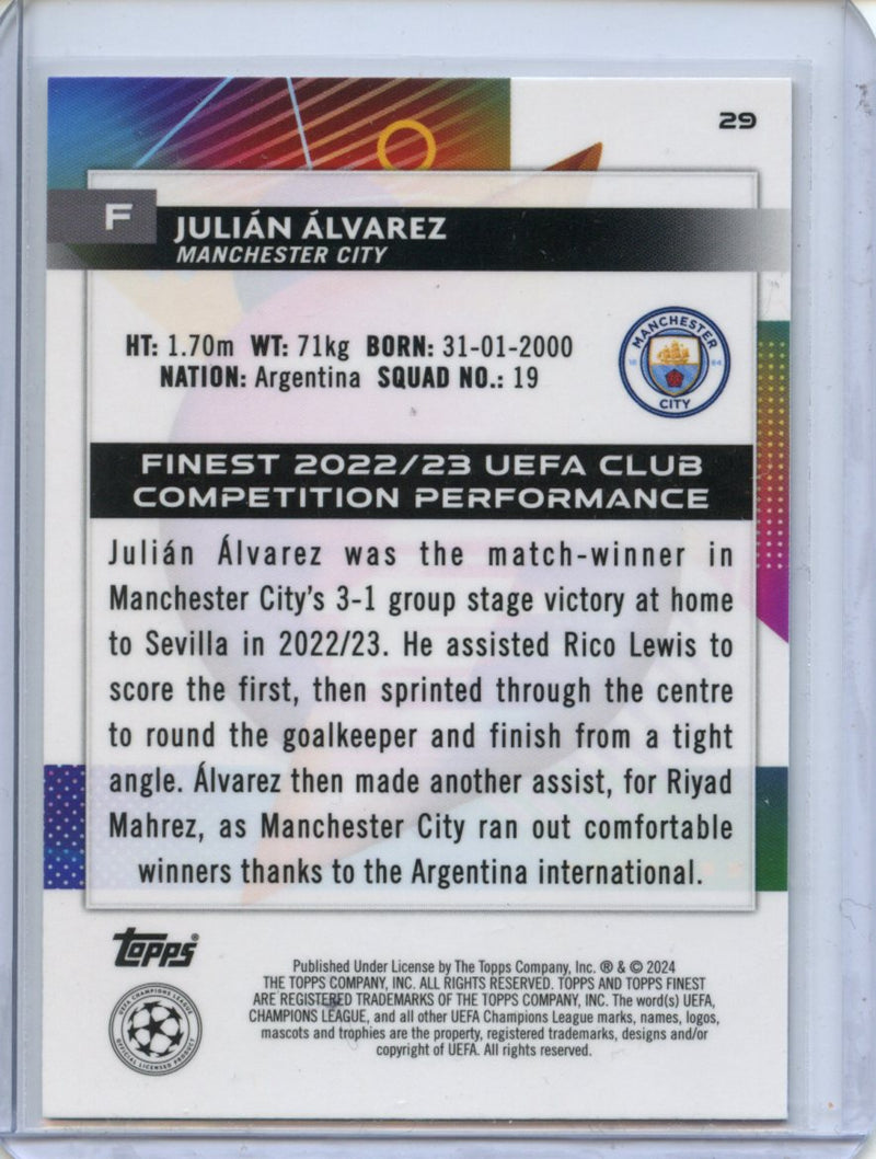 2023-24 Topps Finest UEFA Club Competitions Julian Alvarez