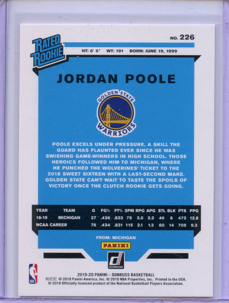 2019-20 Panini Donruss Jordan Poole