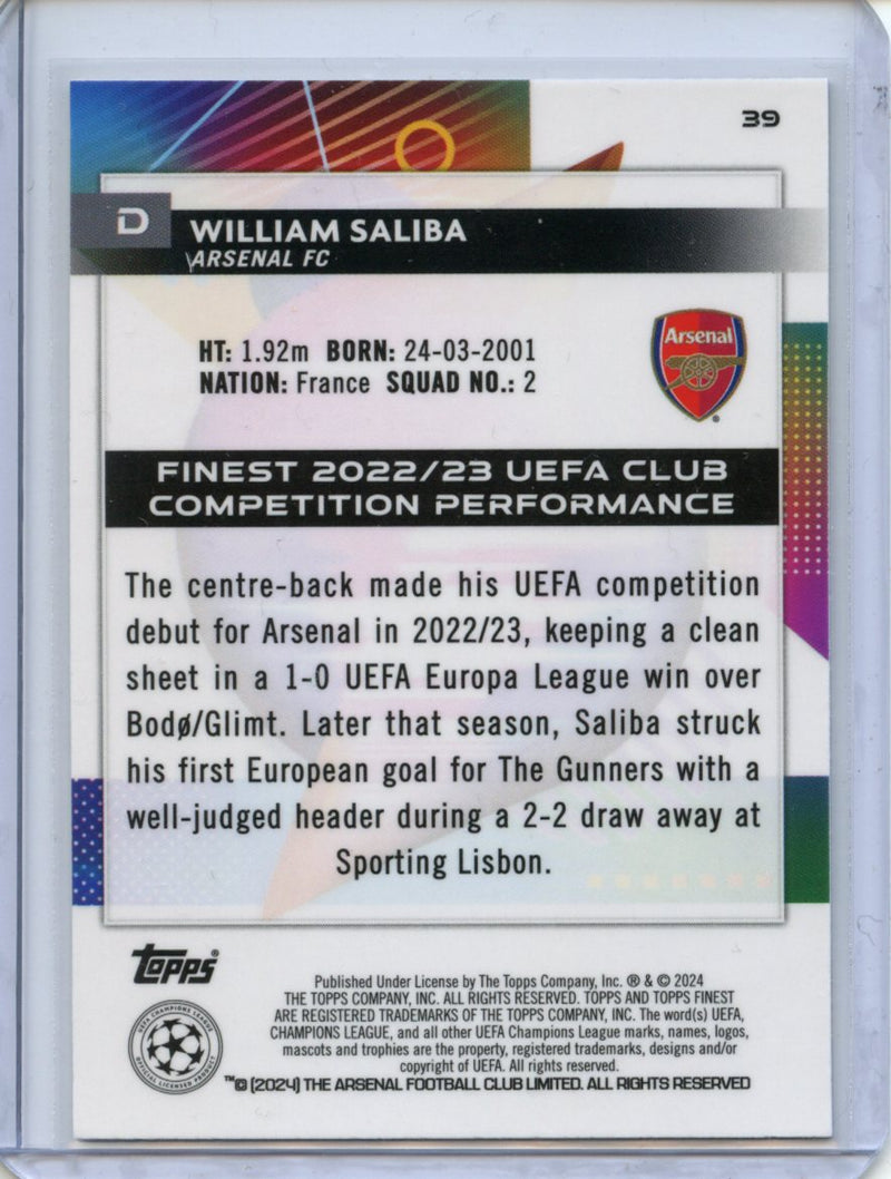 2023-24 Topps Finest UEFA Club Competitions William Saliba