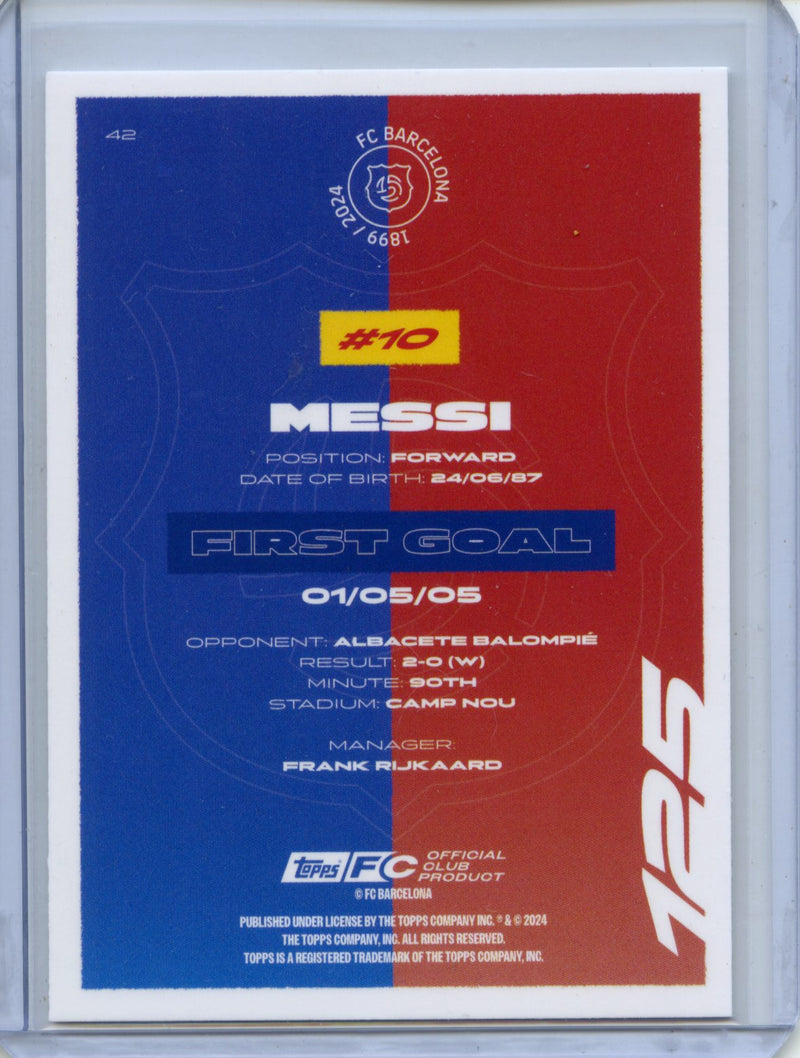 2024-25 Topps FC Barcelona Team Set Lionel Messi First Goal 125