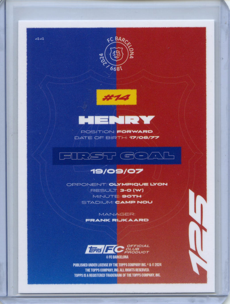 2024-25 Topps FC Barcelona Team Set Thierry Henry First Goal 125