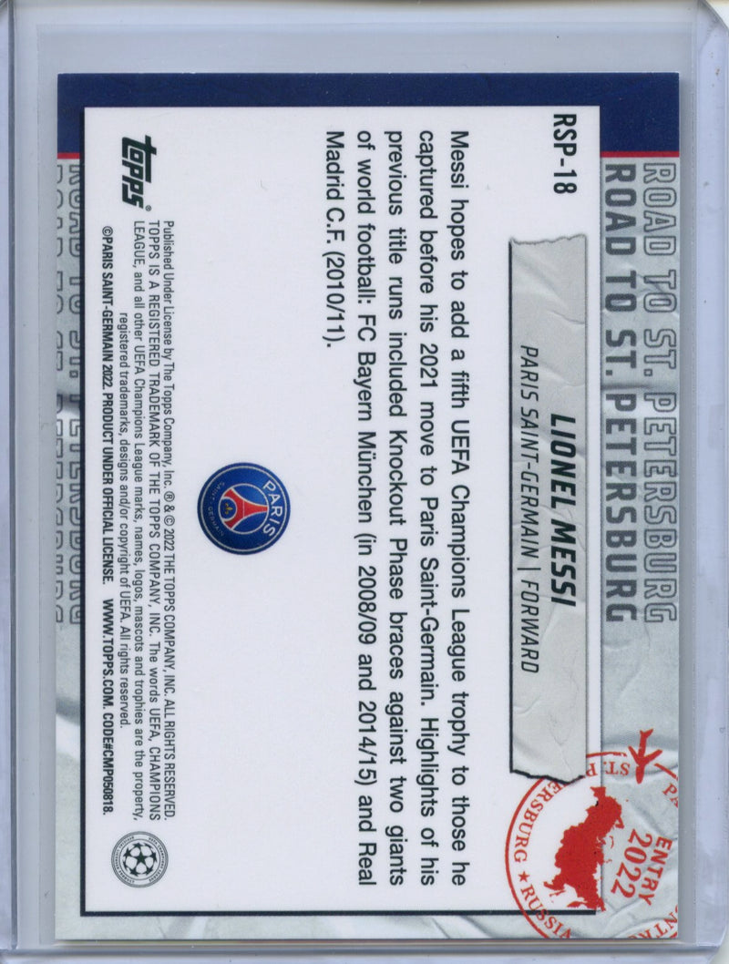 2021-22 Topps UEFA Champions League Lionel Messi Road to St Petersburg