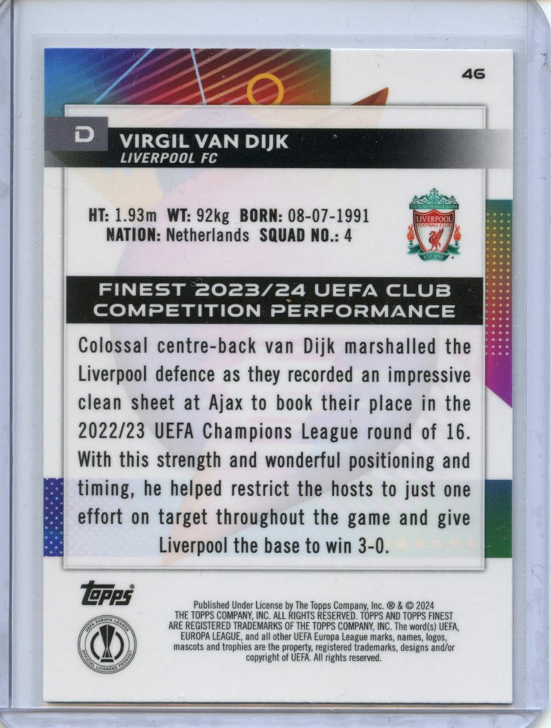 2023-24 Topps Finest UEFA Club Competitions Virgil Van Dijk