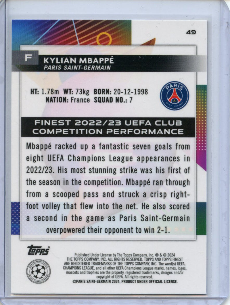 2023-24 Topps Finest UEFA Club Competitions Kylian Mbappe
