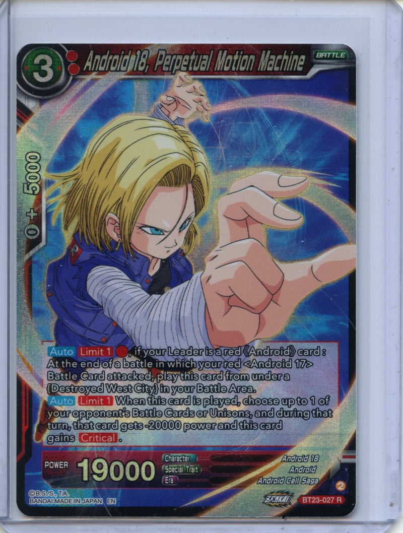 Android 18, Perpetual Motion Machine - Perfect Combination BT23-027 R Foil