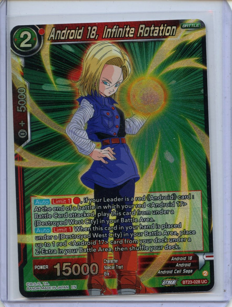 Android 18, Infinite Rotation - Perfect Combination BT23-028 UC Foil