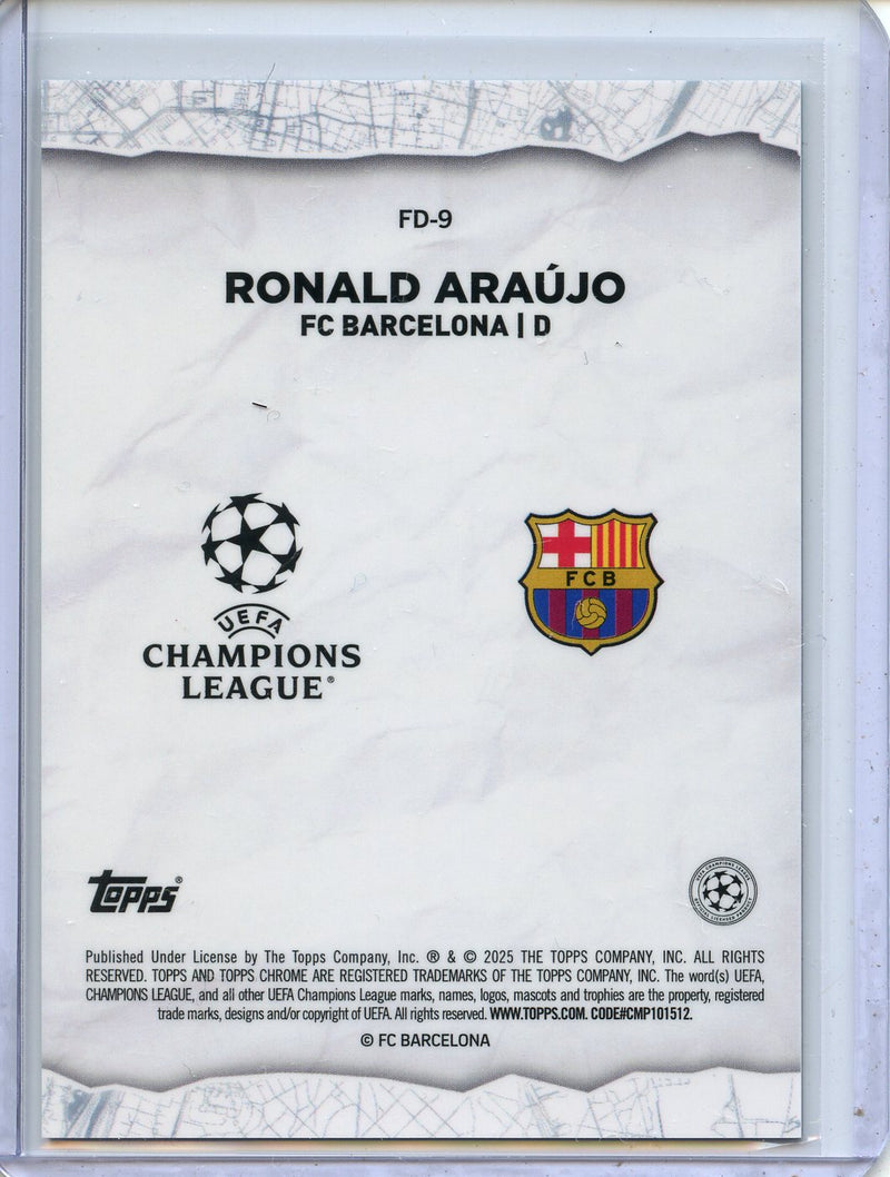 2024-25 Topps Chrome UEFA Club Comps Ronald Araujo Final Destination Aqua 67/199
