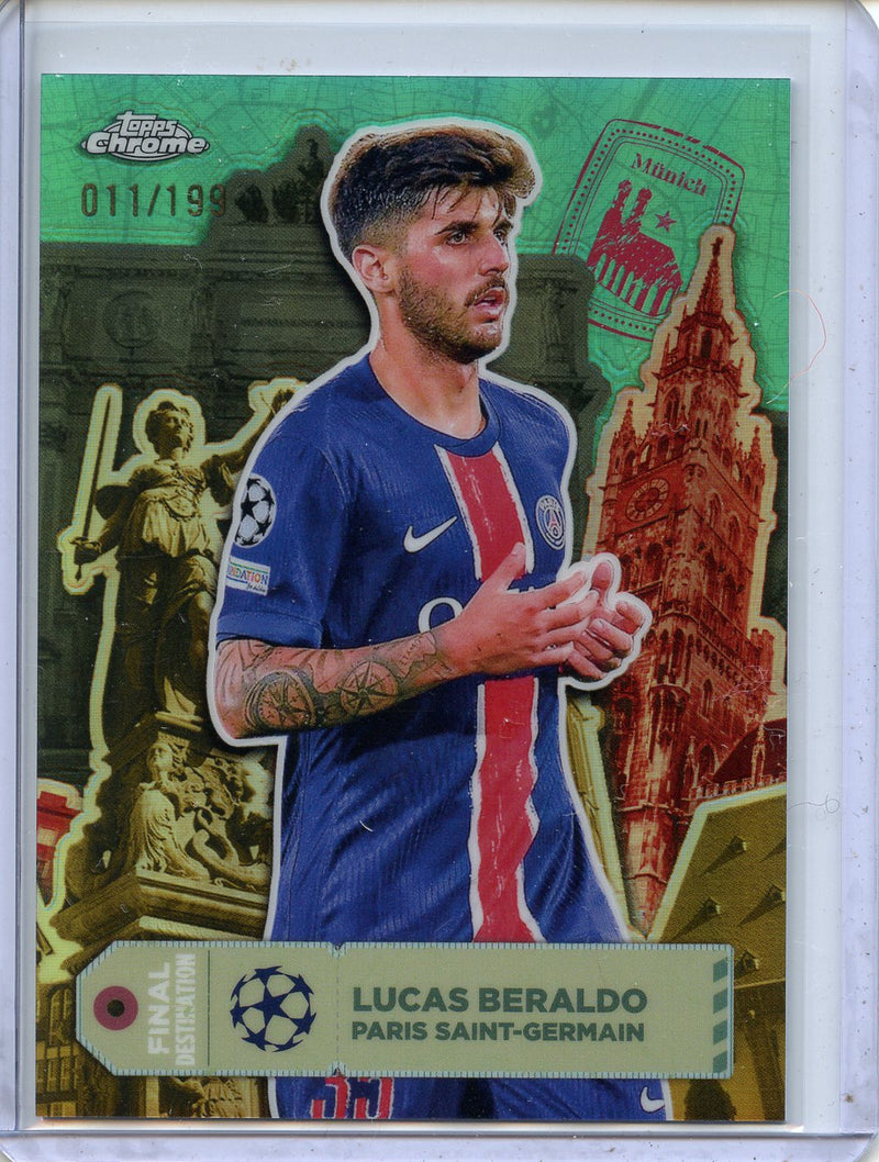 2024-25 Topps Chrome UEFA Club Comps Lucas Beraldo Final Destination Aqua 11/199