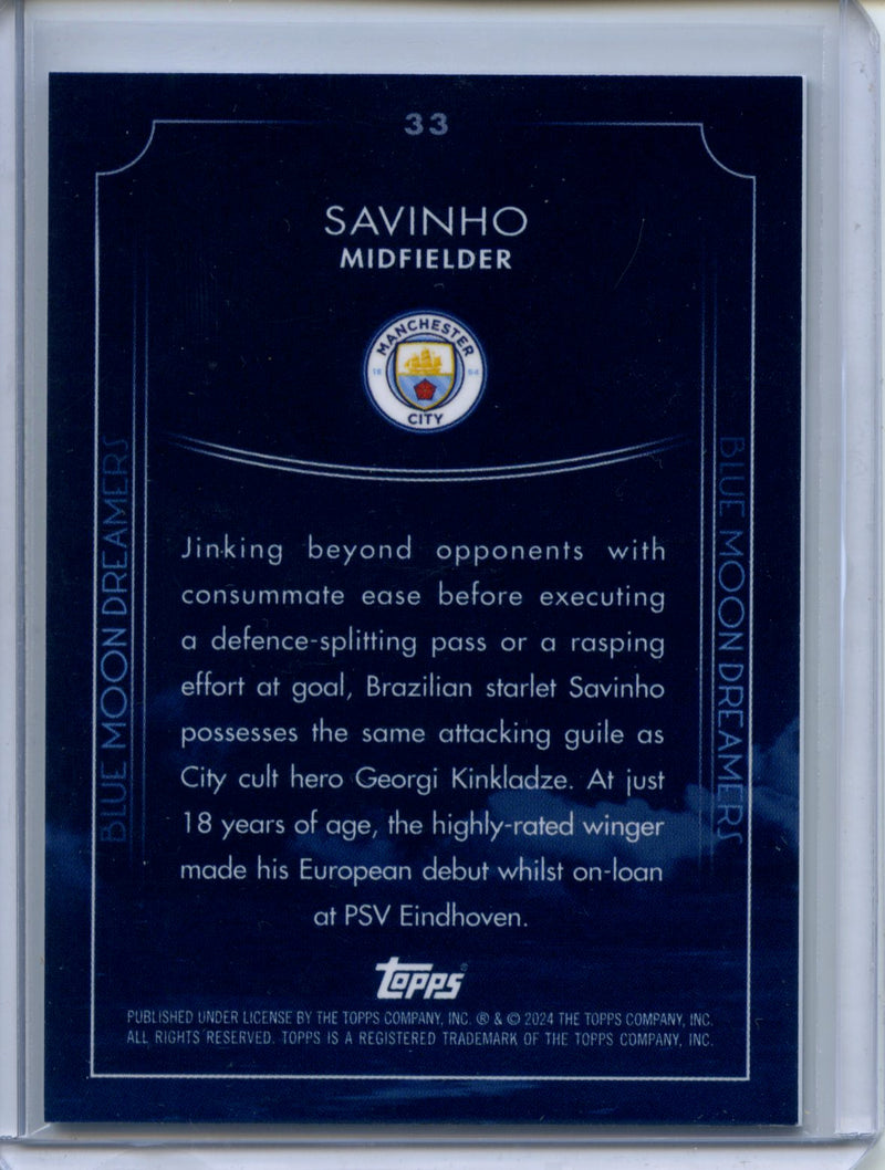 2024-25 Topps Blue Moon Manchester City Savinho Blue Moon Dreams