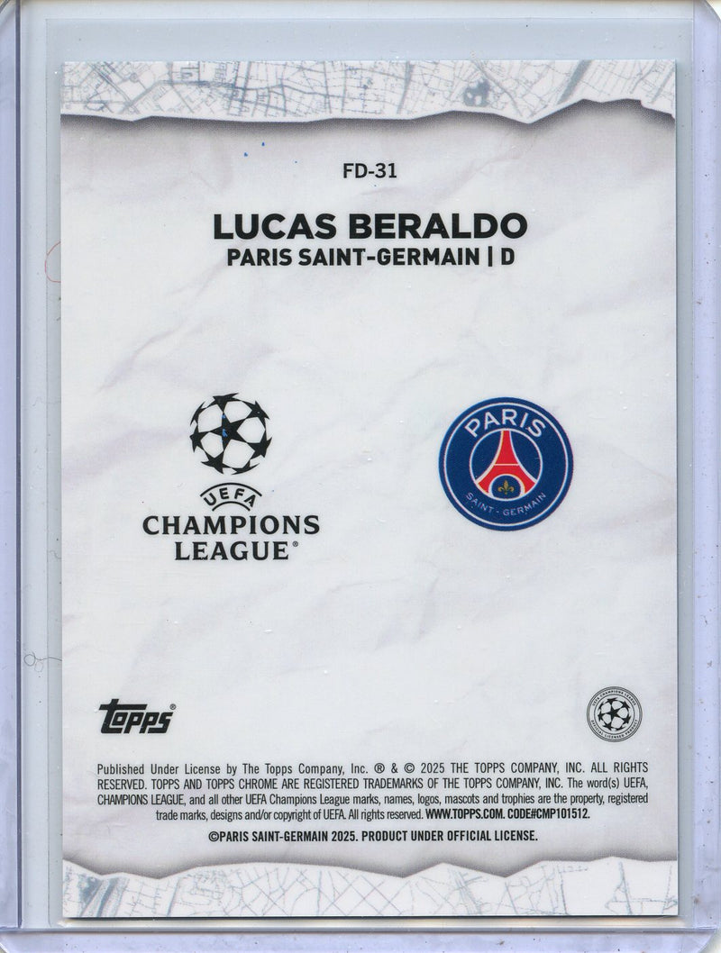 2024-25 Topps Chrome UEFA Club Comps Lucas Beraldo Final Destination Aqua 11/199