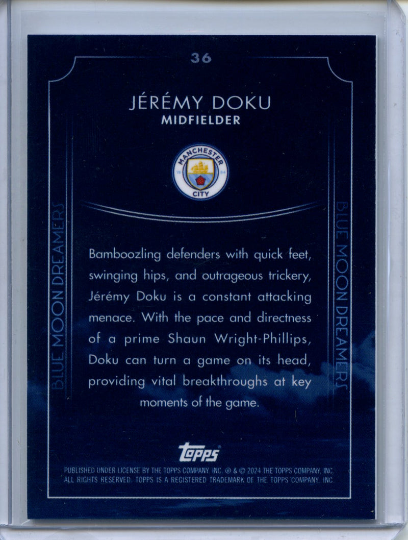 2024-25 Topps Blue Moon Manchester City Jeremy Doku Blue Moon Dreams