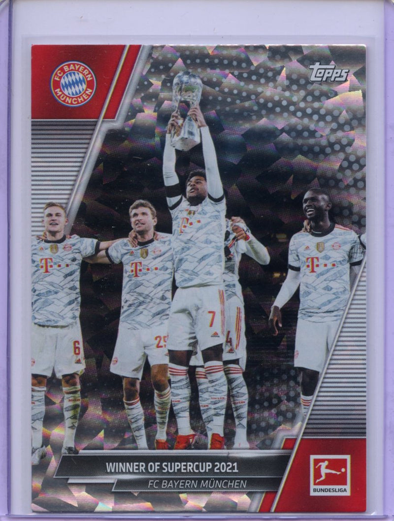 2021-22 Topps Bundesliga Soccer Bayern Munich Winner Of Supercup 2021 Speckle Foil
