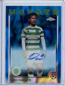 2024-25 Topps Chrome UEFA Club Comps Reo Hatate Blue Lava Autographs 49/150