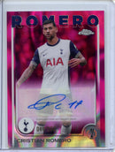 2024-25 Topps Chrome UEFA Club Comps Cristian Romero Pink Lava Autographs 46/250