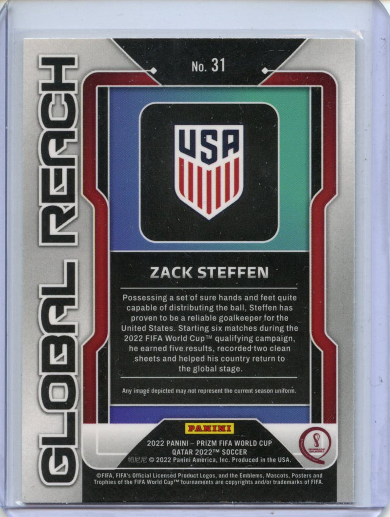 2022 Panini Prizm FIFA World Cup Qatar Zack Steffen Global Reach